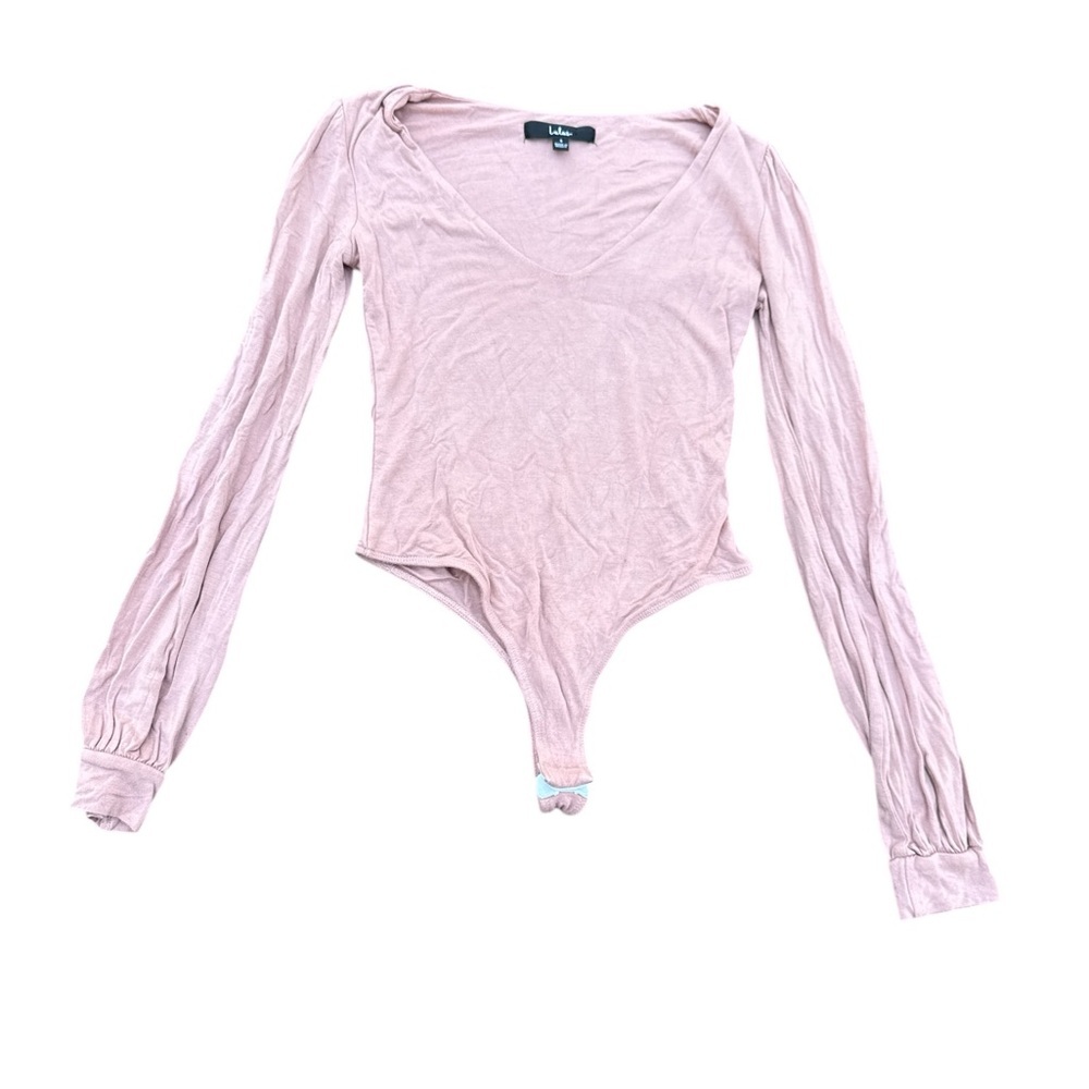 Lulus Chic on Repeat Boho Mauve Purple/Pink V-Neck‎ Long Sleeve Bodysuit S
